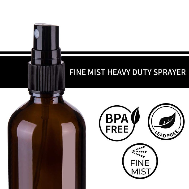 Hydior 4oz Amber Glass Spray Bottle for Essential Oil, Empty Fine Mist Spray Bottle, 6 Pack - Image 4